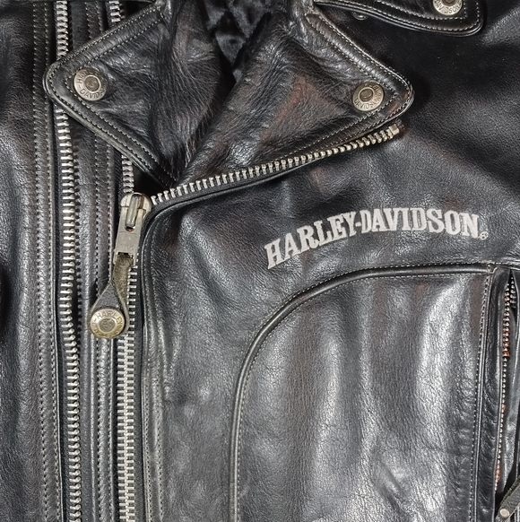 Vintage Harley Davidson Leather Jacket D Pocket Embroidered Double Zipper - Picture 5 of 15